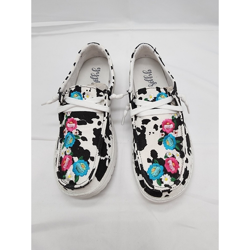 Gypsy Jazz Embroidered Cow Print Slip-On Casual Shoes Women's Sz 7 - Picture 3 of 9